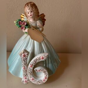 Josef original birthday Angel with Floral Bouquet - 16 ‘music box’.